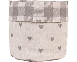 Clayre & Eef Broodmand Ø 15x16 cm Beige Grijs Katoen Hartjes