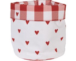 Clayre & Eef Broodmand Ø 15x16 cm Wit Rood Katoen Hartjes