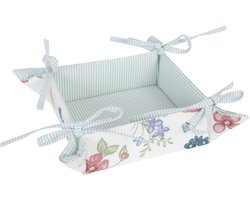 Clayre & Eef - Broodmand van katoen met veldbloemen - 20 x 20 x 8 cm