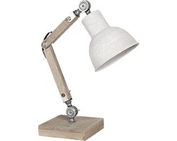 Clayre & Eef Bureaulamp 15x15x47 cm Beige Hout Ijzer Vierkant Tafellamp