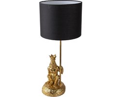 Clayre & Eef Bureaulamp Aap Ø 23x45 cm Goudkleurig Zwart Kunststof Tafellamp