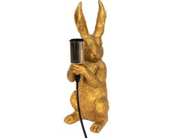 Clayre & Eef Bureaulamp Konijn 13x17x36 cm Goudkleurig Kunststof Tafellamp