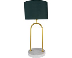 Clayre & Eef Bureaulamp Ø 28x62 cm Groen Goudkleurig Ijzer Textiel Tafellamp