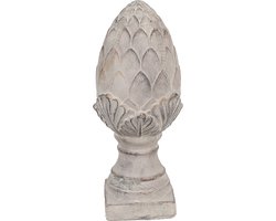 Clayre & Eef Decoratie Beeld Dennenappel Ø 14x33 cm Grijs Steen