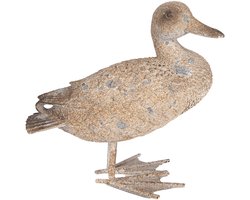 Clayre & Eef Decoratie Beeld Eend Grijs Kunststof