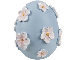 Clayre & Eef Decoratie Beeld Ei Ø 11x13 cm Blauw Kunststof