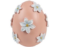 Clayre & Eef Decoratie Beeld Ei Ø 11x13 cm Roze Kunststof Bloemen