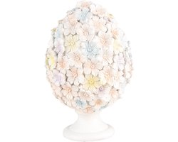 Clayre & Eef Decoratie Beeld Ei Ø 12x19 cm Wit Roze Kunststof