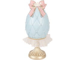 Clayre & Eef Decoratie Beeld Ei Ø 12x28 cm Blauw Kunststof