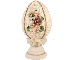 Clayre & Eef Decoratie Beeld Ei Ø 20x39 cm Beige Textiel