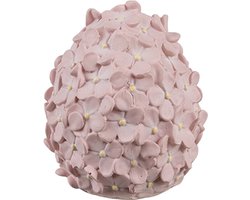 Clayre & Eef Decoratie Beeld Ei Ø 6x7 cm Roze Kunststof Bloemen