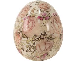 Clayre & Eef Decoratie Beeld Ei Ø 7x9 cm Beige Keramiek
