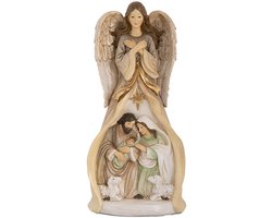 Clayre & Eef Decoratie Beeld Engel 15x12x30 cm Beige Kunststof