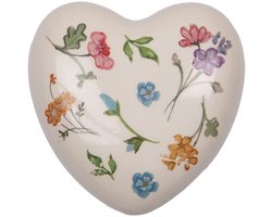 Clayre & Eef Decoratie Beeld Hart 12x12x4 cm Beige Keramiek