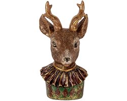 Clayre & Eef Decoratie Beeld Hert 13x11x22 cm Bruin Kunststof