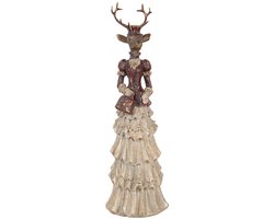 Clayre & Eef Decoratie Beeld Hert 13x11x41 cm Bruin Kunststof