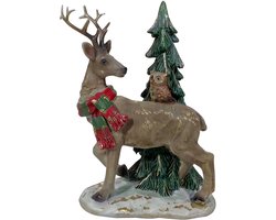 Clayre & Eef Decoratie Beeld Hert 14x11x20 cm Bruin Kunststof