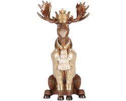 Clayre & Eef Decoratie Beeld Hert 36x40x63 cm Bruin Kunststof