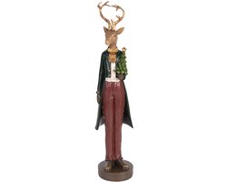Clayre & Eef Decoratie Beeld Hert 9x9x37 cm Bruin Kunststof