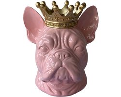 Clayre & Eef Decoratie Beeld Hond Roze Polyresin