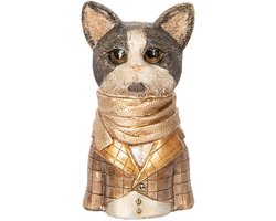 Clayre & Eef Decoratie Beeld Kat 14x12x23 cm Bruin Kunststof