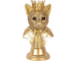 Clayre & Eef Decoratie Beeld Kat 37 cm Goudkleurig Kunststof