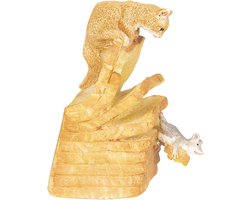 Clayre & Eef Decoratie Beeld Kat 8*4*6 cm Geel Kunststof Decoratief Figuur Decoratieve Accessoires Woonaccessoires