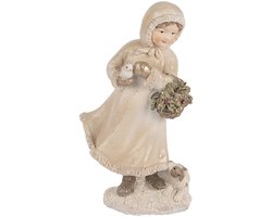 Clayre & Eef Decoratie Beeld Kind 10x7x17 cm Beige Kunststof