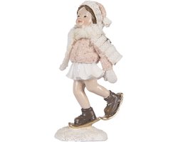 Clayre & Eef Decoratie Beeld Kind 4x3x10 cm Roze Kunststof