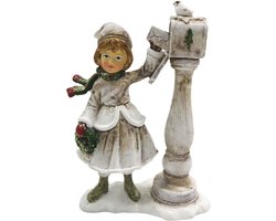 Clayre & Eef Decoratie Beeld Kind 6PR2789 8*4*12 cm - Wit Kunststof Decoratief FiguurDecoratieve AccessoiresWoonaccessoires