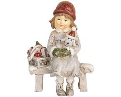 Clayre & Eef Decoratie Beeld Kind 7x5x10 cm Grijs Kunststof