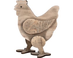 Clayre & Eef Decoratie Beeld Kip 28 cm Bruin Hout