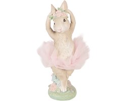 Clayre & Eef Decoratie Beeld Konijn 10x9x27 cm Beige Kunststof