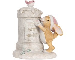 Clayre & Eef Decoratie Beeld Konijn 11x8x11 cm Beige Kunststof