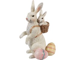 Clayre & Eef Decoratie Beeld Konijn 16 cm Beige Kunststof