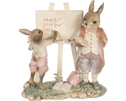 Clayre & Eef Decoratie Beeld Konijn 18*9*19 cm Beige Kunststof Decoratief Figuur Decoratieve Accessoires Woonaccessoires