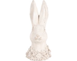 Clayre & Eef Decoratie Beeld Konijn 24 cm Beige Steen