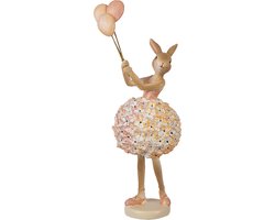 Clayre & Eef Decoratie Beeld Konijn 27 cm Beige Kunststof