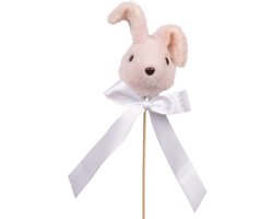 Clayre & Eef Decoratie Beeld Konijn 7x7x33 cm Roze Textiel