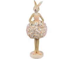 Clayre & Eef Decoratie Beeld Konijn 9x7x22 cm Beige Kunststof