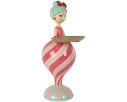 Clayre & Eef Decoratie Beeld Meisje 22x20x46 cm Roze Kunststof