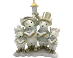 Clayre & Eef Decoratie Beeld Muizen 6PR2763 10*5*12 cm - Meerkleurig Kunststof Decoratief Figuur Decoratieve Accessoires Woonaccessoires