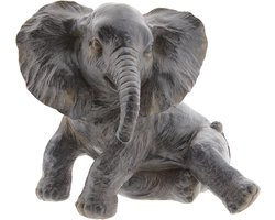 Clayre & Eef Decoratie Beeld Olifant 20*19*17 cm Grijs Kunststof Decoratief Figuur Decoratieve Accessoires Woonaccessoires