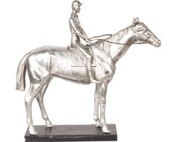 Clayre & Eef Decoratie Beeld Paard 6PR2493 44*14*42 cm Zilverkleurig Polyresin Decoratief Figuur Decoratieve Accessoires Woonaccessoires
