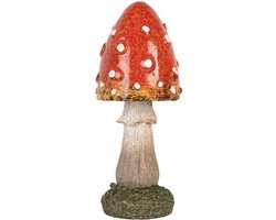 Clayre & Eef Decoratie Beeld Paddenstoel Ø 5x12 cm Rood Polyresin Herfst decoratie