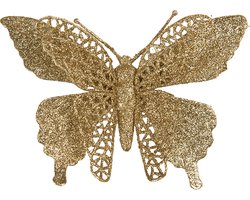 Clayre & Eef Decoratie Beeld Vlinder 17x2x12 cm Goudkleurig Kunststof