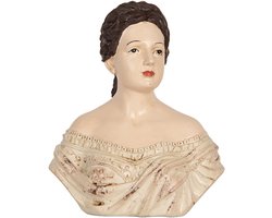 Clayre & Eef Decoratie Beeld Vrouw 18x11x21 cm Beige Kunststof