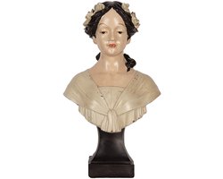 Clayre & Eef Decoratie Beeld Vrouw 18x12x31 cm Beige Kunststof