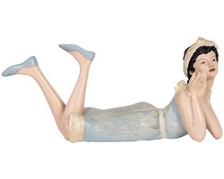 Clayre & Eef Decoratie Beeld Vrouw 26x12x9 cm Beige Kunststof