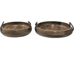 Clayre & Eef Decoratie Dienblad Ø 36 Ø 29 cm Bruin Hout Serveerschaal